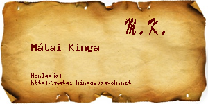 Mátai Kinga névjegykártya